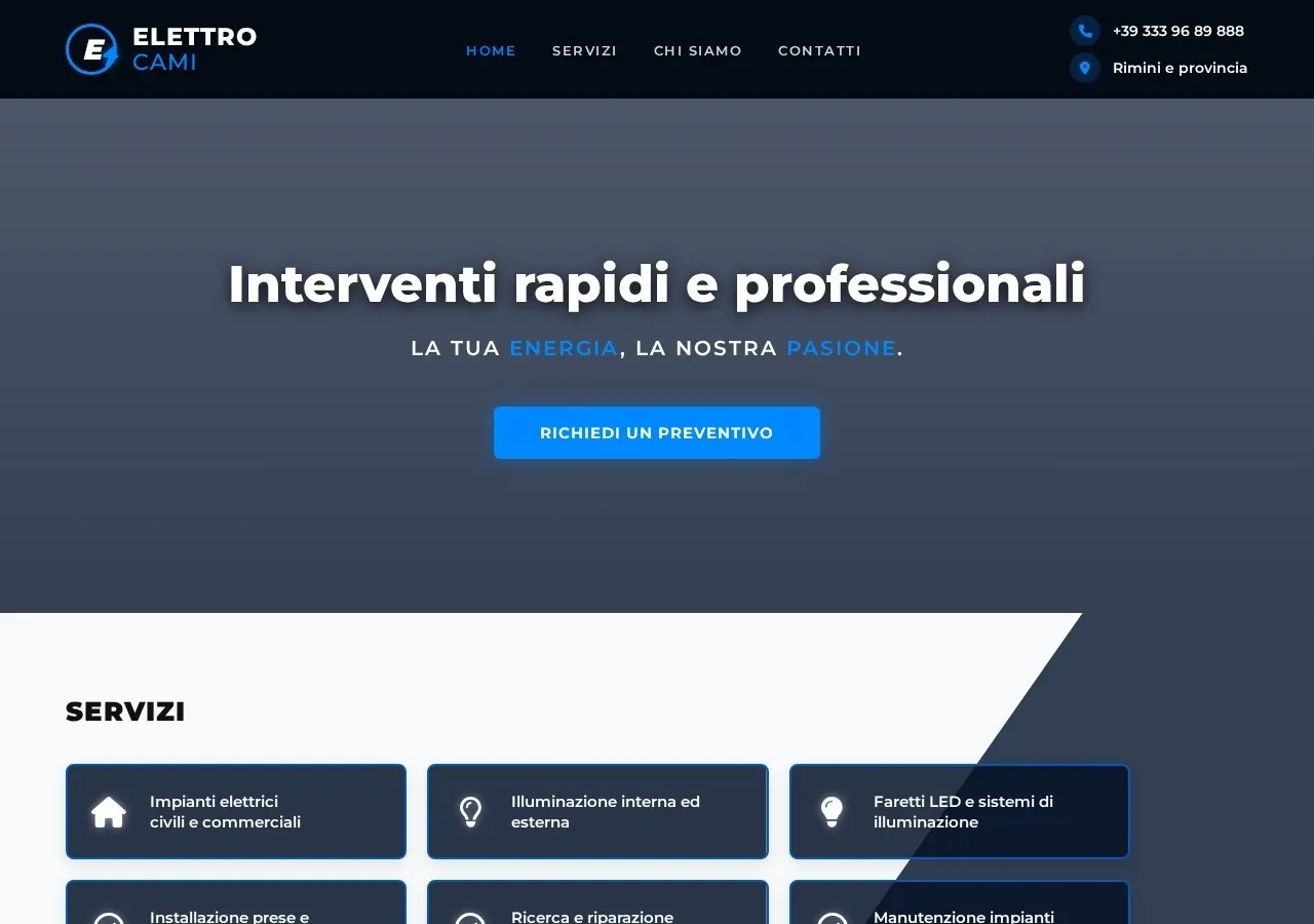 Website von Elettro Cami, Elektriker in Italien